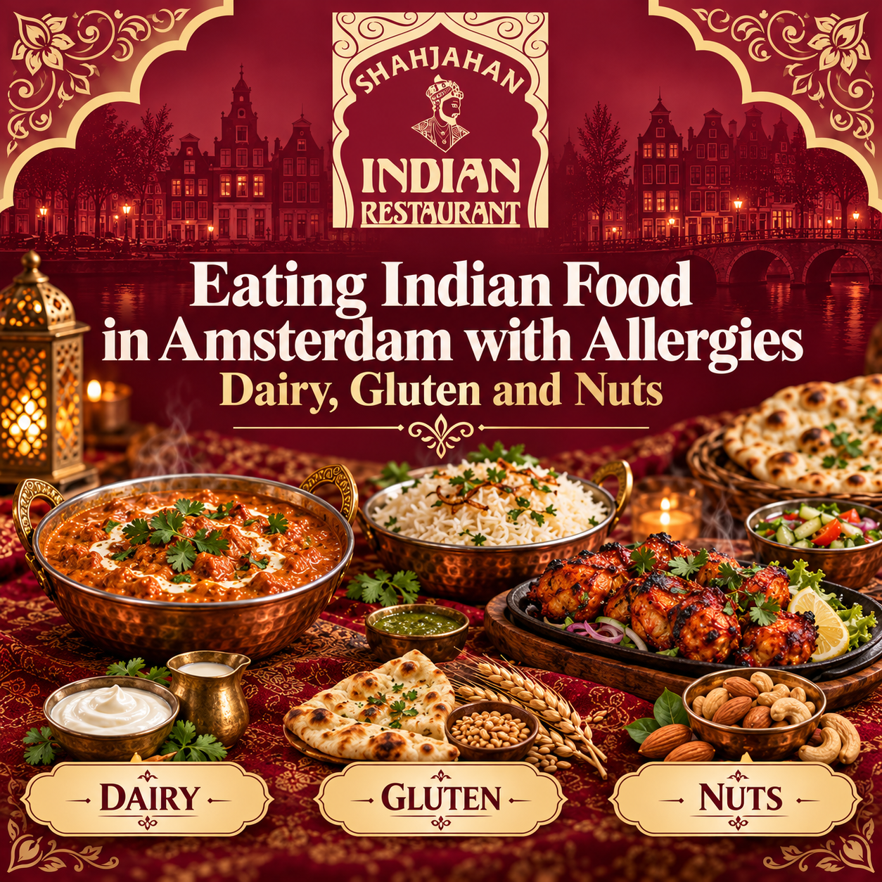 Indian food in Amsterdam with dairy, gluten and nut allergy considerations at Shahjahan Indian Restaurant.